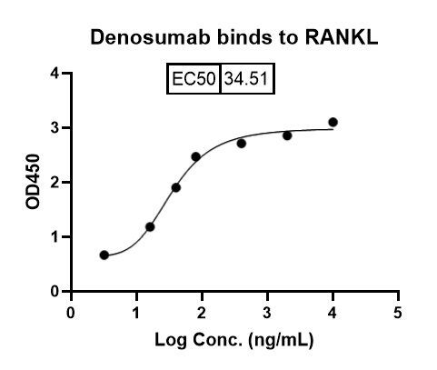 Denosumab Biosimilar – Anti-RANKL mAb – Research Grade binds to CD254 / RANKL / TNFSF11, N-Fc, recombinant protein in indirect ELISA Assay
