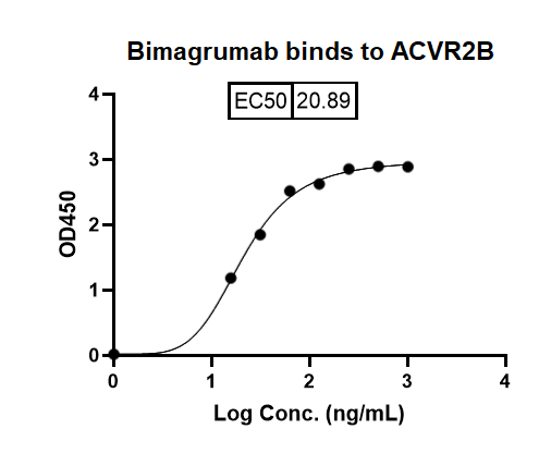 Bimagrumab Biosimilar - Anti-ACVR2A, ACVR2B mAb - Research Grade binds to ACVR2B in indirect ELISA Assay