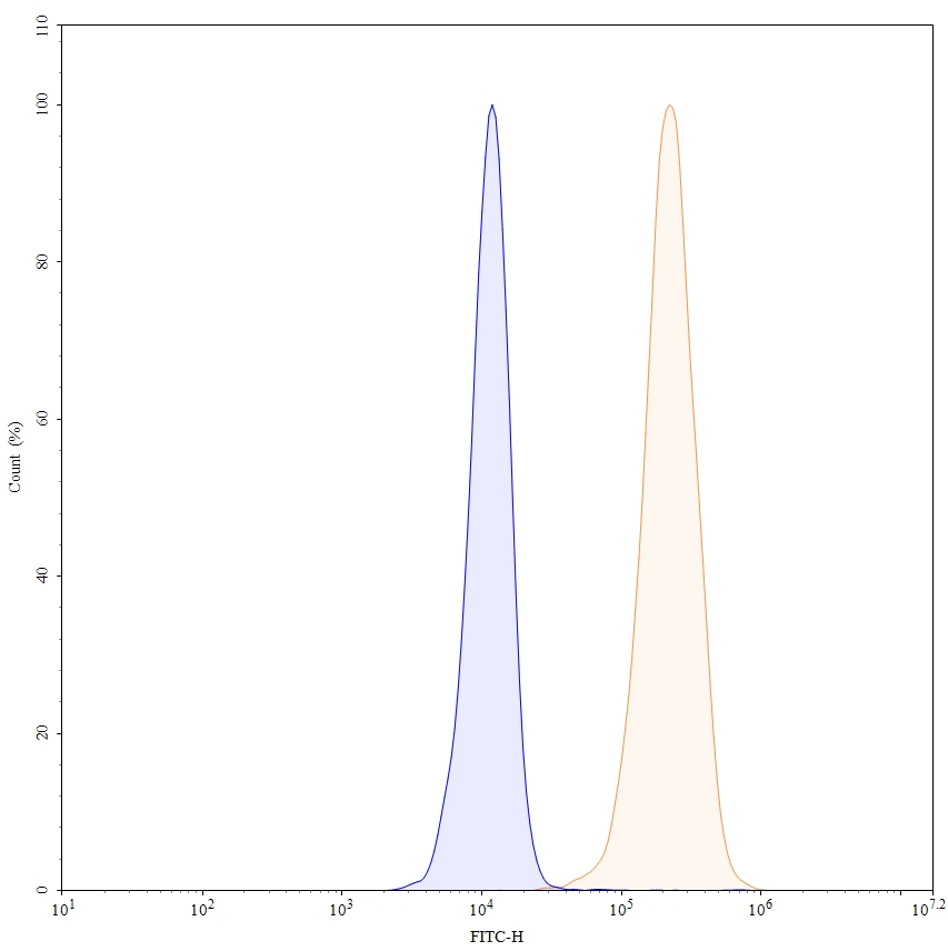 Flow Cytometry results for Anti-Human EGFR/ERBB1/HER1 Antibody (E7.6.3), FITC