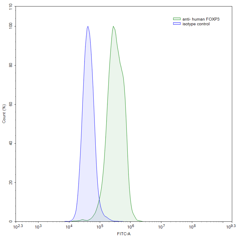 Flow Cytometry results for Anti-Human FOXP3 Monoclonal Antibody (1A208)